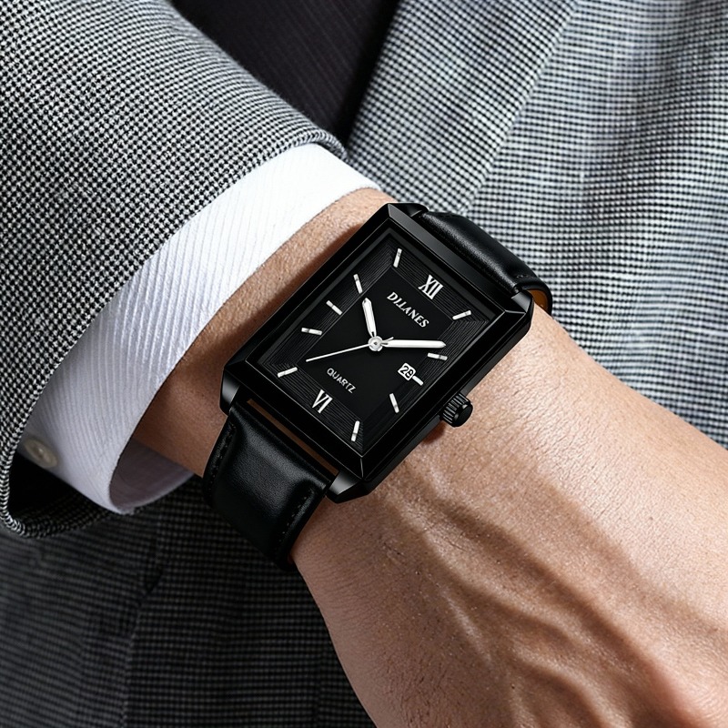 Smartwatch Square Watches For Men - Montres pour hommes en cuir décontractées,