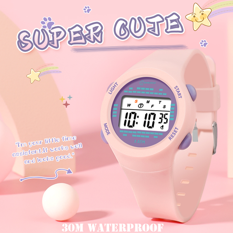 Smartwatch Digital Watches For Kid Boy - Montre électronique pour enfants fille rose