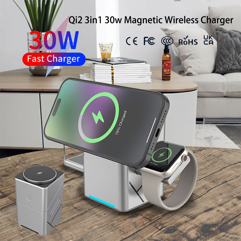 Smartwatch Apple Watch - Chargeur sans fil magnétique rotatif multifonction