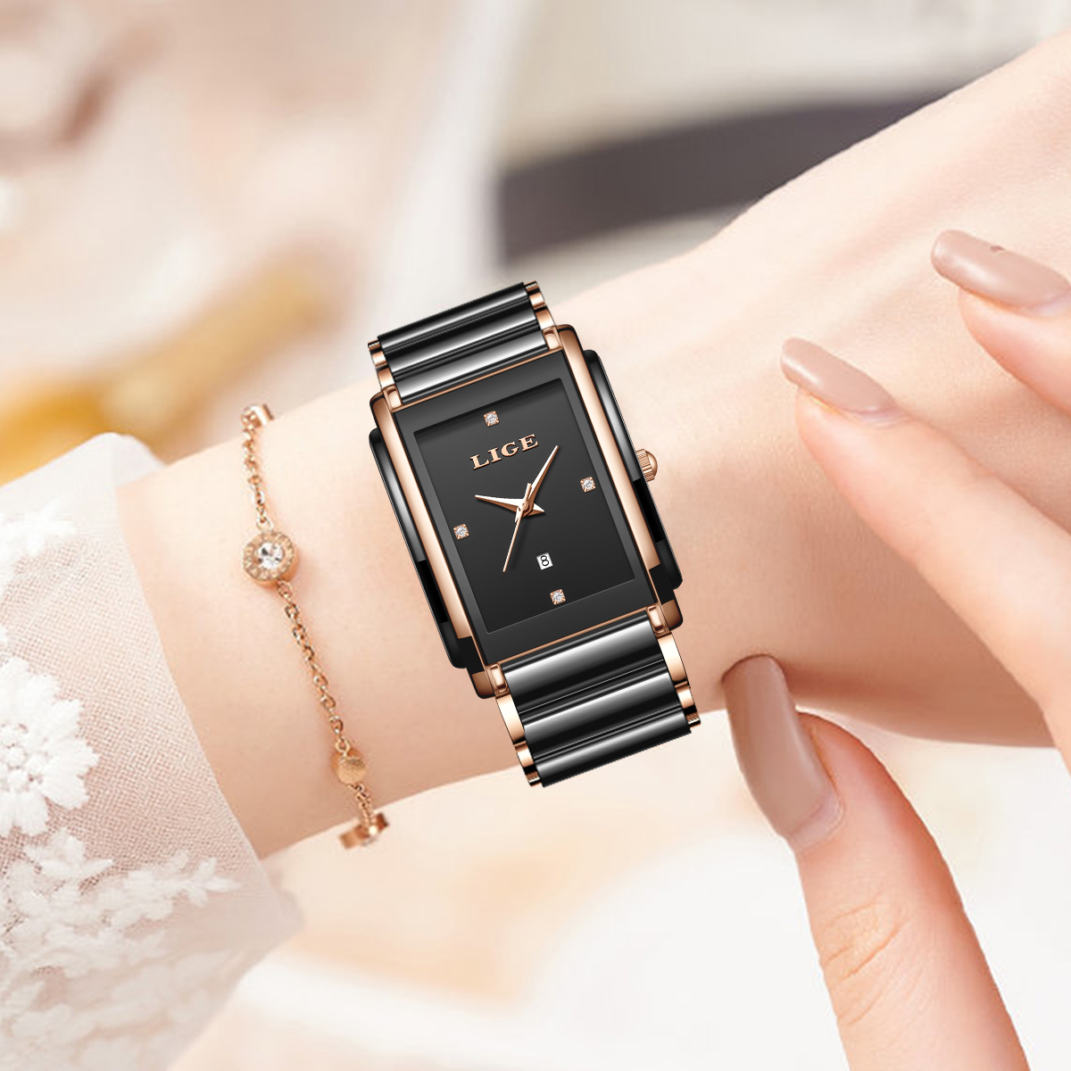 Montre élégante LIGE pour femm - Luxury Ceramic Watch avis et prix