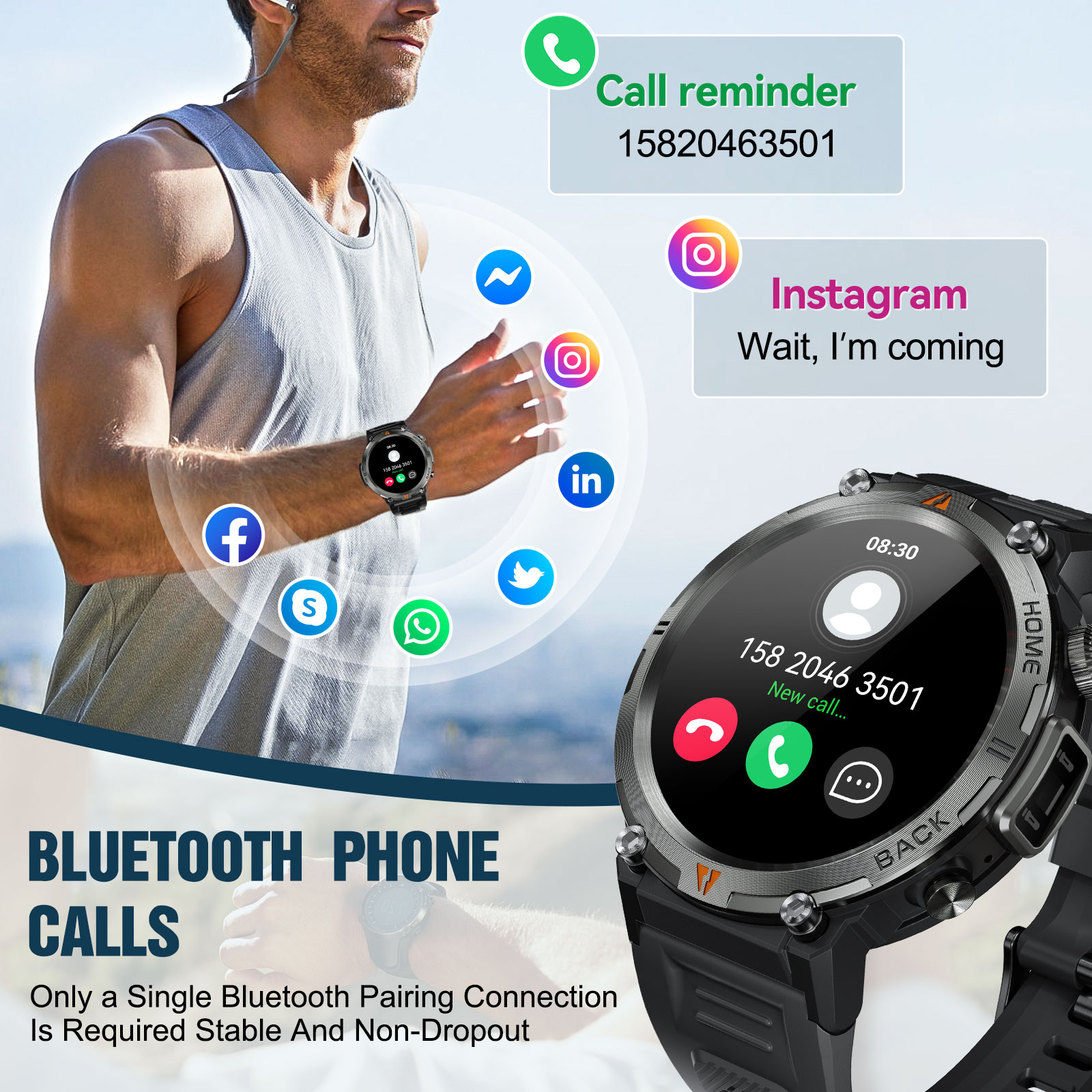 EIGIIS KE3 Bluetooth appel mon - Xwatch Smartwatch avis et prix